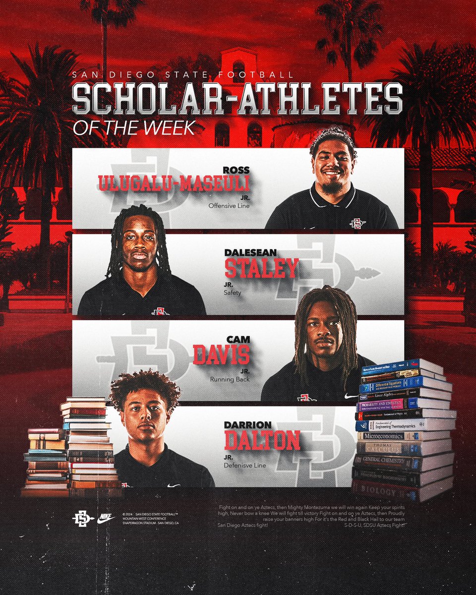 These guys hit the books this week 👏 Our scholar-athletes of the week: ▪️ @RossMaseuli ▪️ @Dalesean4 ▪️ @1CamDavis ▪️ @DarrionDalton