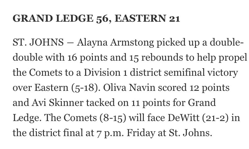 On to the district championship Friday night.