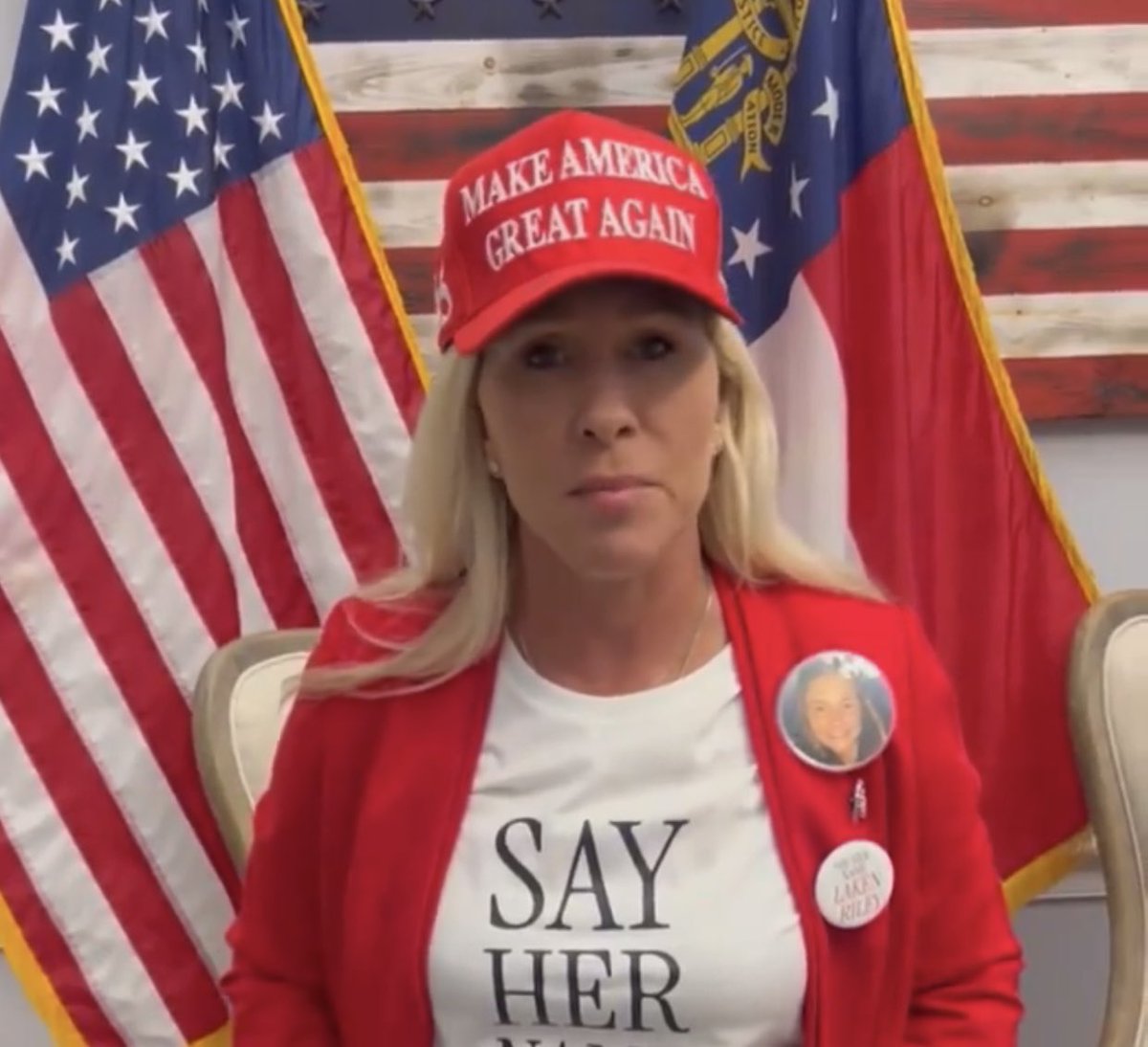 Marjorie Taylor Greene is a national embarrASSment and should be removed from Congress now! 

Drop a 💙 and Repost if you agree!