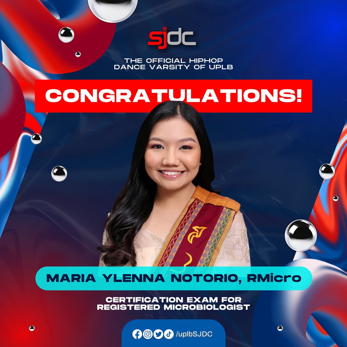 uplbSJDC's tweet photo. From dance floors to lab floors, she's conquering it all! 💃🔬

A hearty congratulations to our alumna, Maria Ylenna Notorio from Batch 18B, on becoming a registered microbiologist! Your journey is a testament to passion and perseverance. 🌟 https://t.co/DPlpedC5Yz