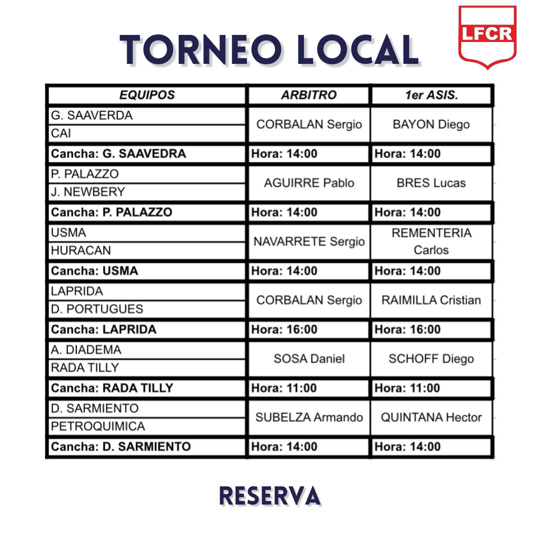 LFCRoficial's tweet photo. TORNEO APERTURA | CATEGORÍA A

📲Este fin de semana comienza el torneo apertura. 

⚽️Agendá la programación 

❗️PARTIDOS SIN PÚBLICO VISITANTE❗️

Palazzo 🆚 Newbery 
USMA 🆚 Huracán 
Sarmiento 🆚 Petroquimica https://t.co/1rbMbUuCdV