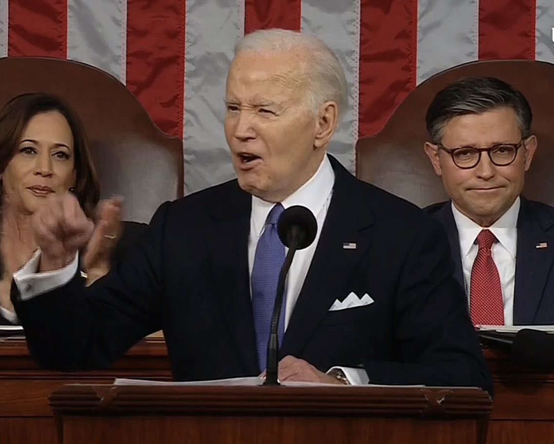 The smugness of Mike Johnson is only outmatched by the passion of President Biden. Whatever your beliefs on policy are, it’s clear from this speech that our president is a man who loves this country. Mike Johnson is a man who loves Christofascism.