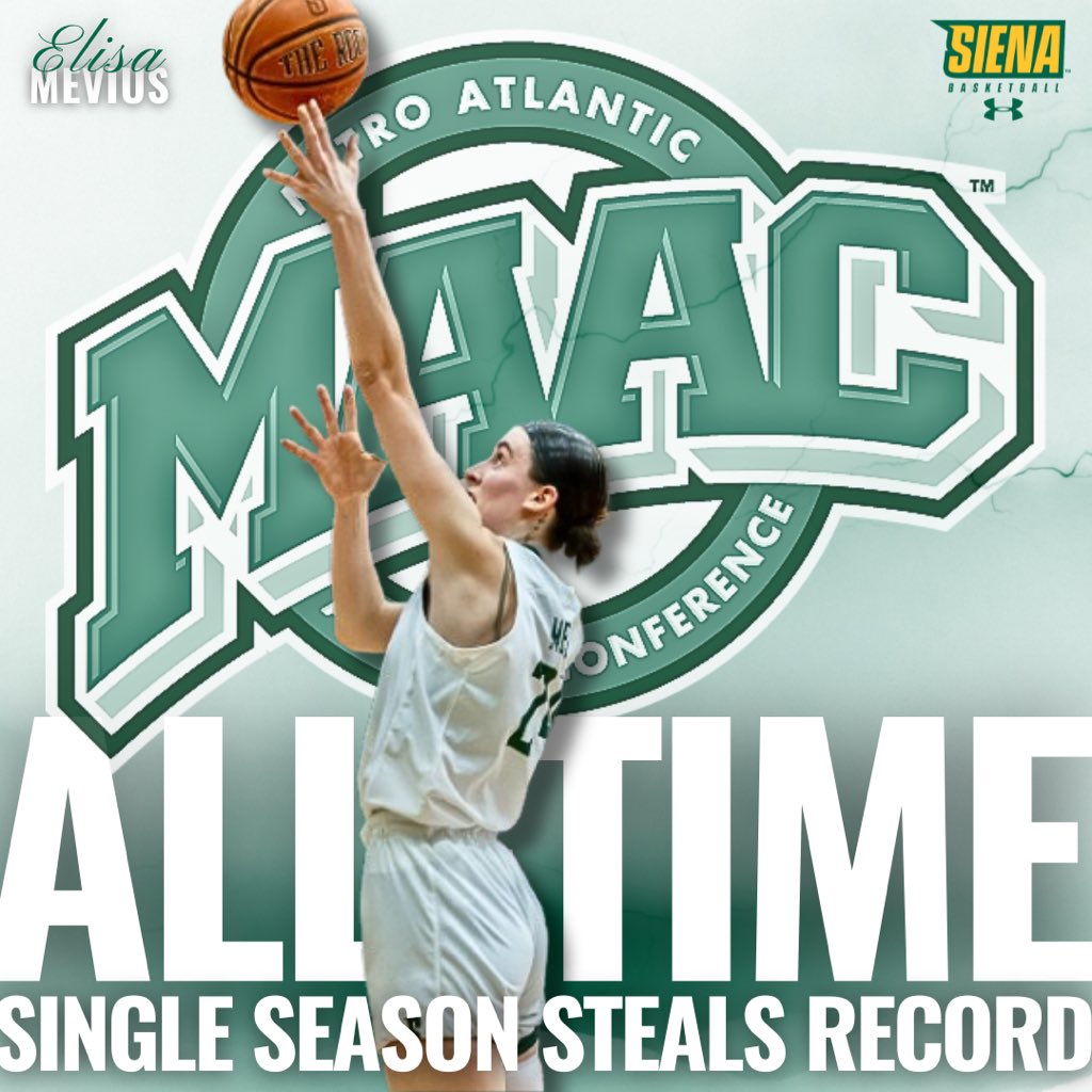 ✅ #SienaSaints single-season steals queen 🫅 ✅ @MAACHoops single-season steals queen 🫅 🫅 Elisa Mevius isn’t letting anything by this season 😏 #MarchOn x #SienaSaints x #MAACHoops