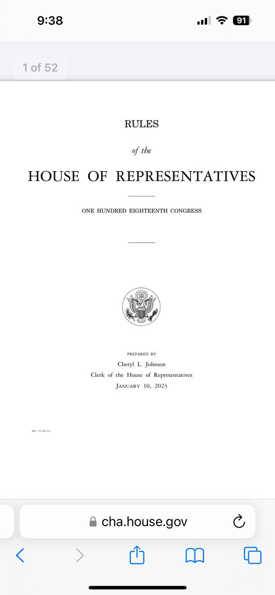 Jenn_M_Stewart's tweet photo. Will the House Parliamentarian inform @RepMTG to show some decorum in the People’s House? It is against House Rules to wear hats on the House Floor. XVII, Clause 5. #SOTU https://t.co/6PDksuhHnm