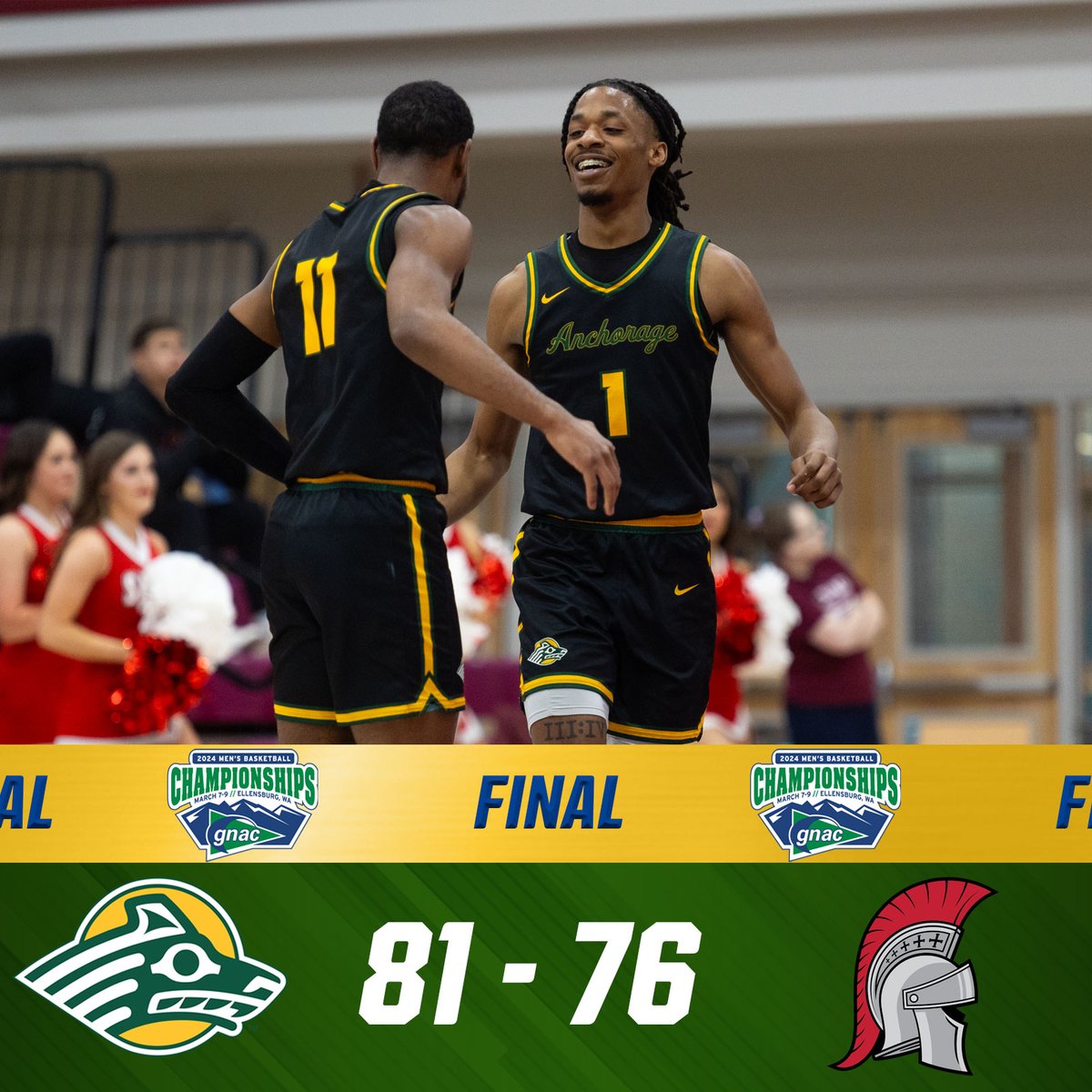 It was fire and ice for @UAASeawolves to make it through to the semifinals! 

#GNACMBB 🏀