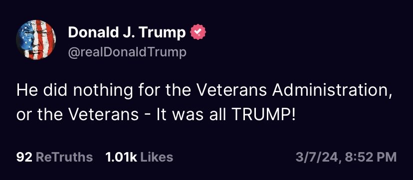 Joe Biden wants to put illegals healthcare before Veterans. 

I’ll never forget it. Neither should you.