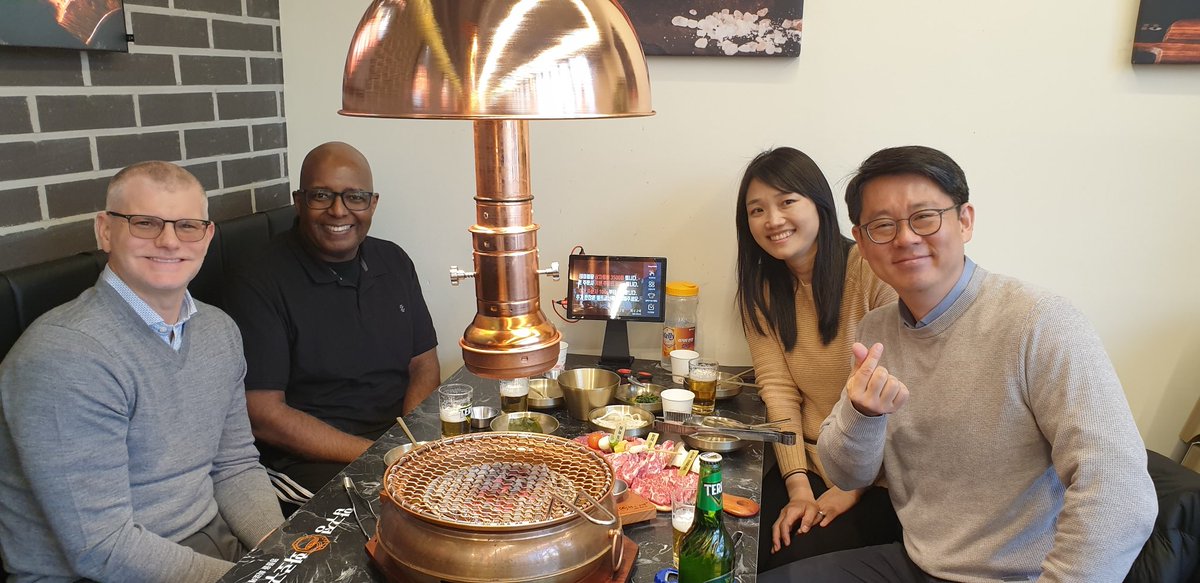 CameronLabUNC's tweet photo. So nice to catch up with former doctoral students: Hyejeong Kim (UNC ‘22) and Jungwook Hwang (PSU ‘05). Guess we did something right; they traveled a few hours just to have a meal with us. 🥹 https://t.co/LHpxQqKbZv