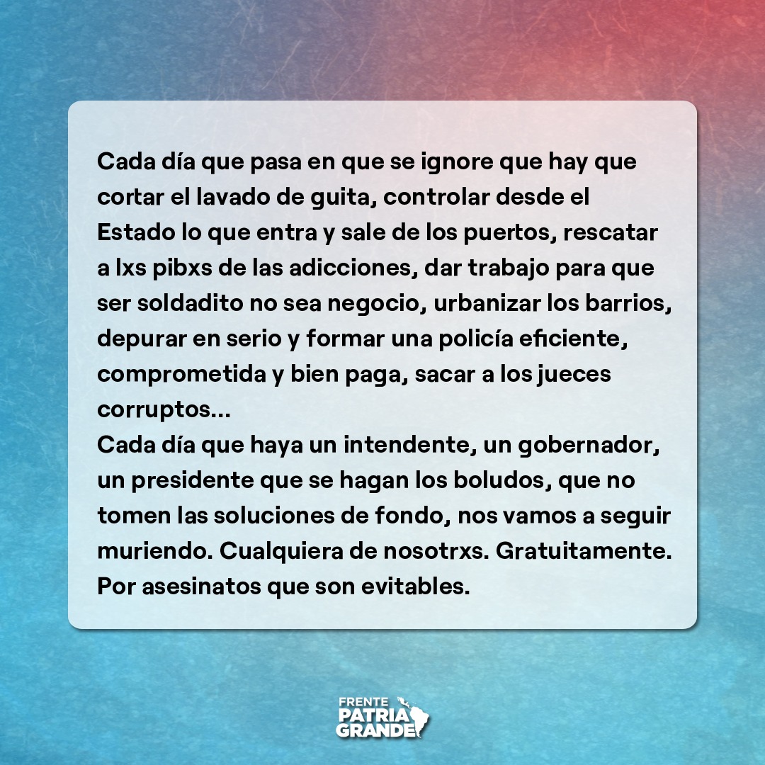 PatriaGrandeRos's tweet photo. Lxs rosarinxs tenemos derecho a vivir sin miedo. https://t.co/rc4pPMUkrc