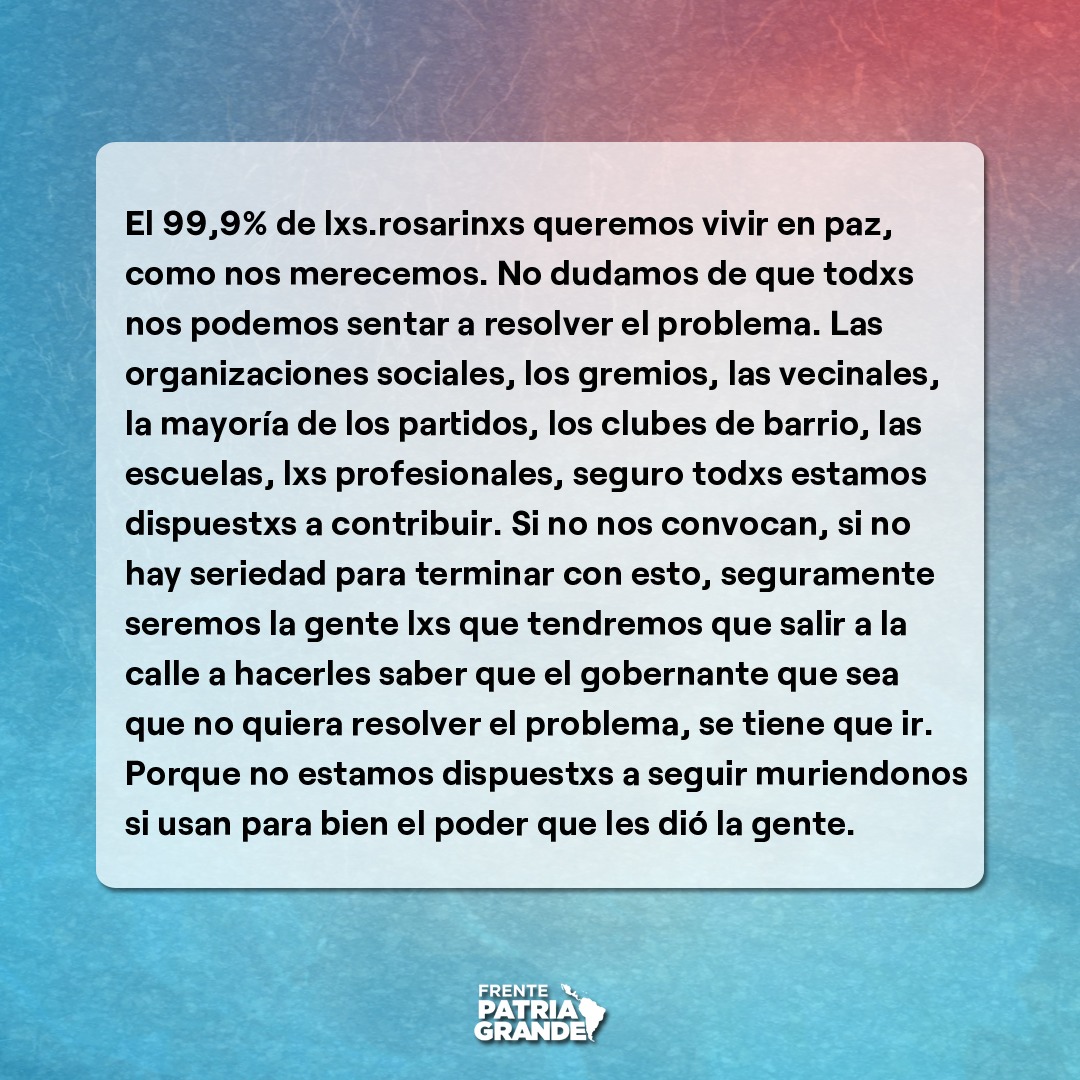 Lxs rosarinxs tenemos derecho a vivir sin miedo.