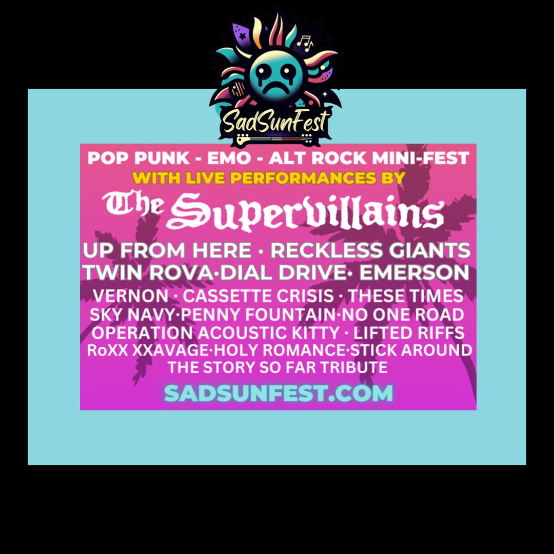 PunkNites's tweet photo. So you probably know some of these bands but maybe not but these bands all have one thing in common, okay 2 things: they are GOOD and they are FUN #TheSupervillians @itstwinrova @UpFromHereMusic @RecklessGiants #DialDrive and all the way down the bill, funAF @skynavyband & more https://t.co/WMQAbNBzwR