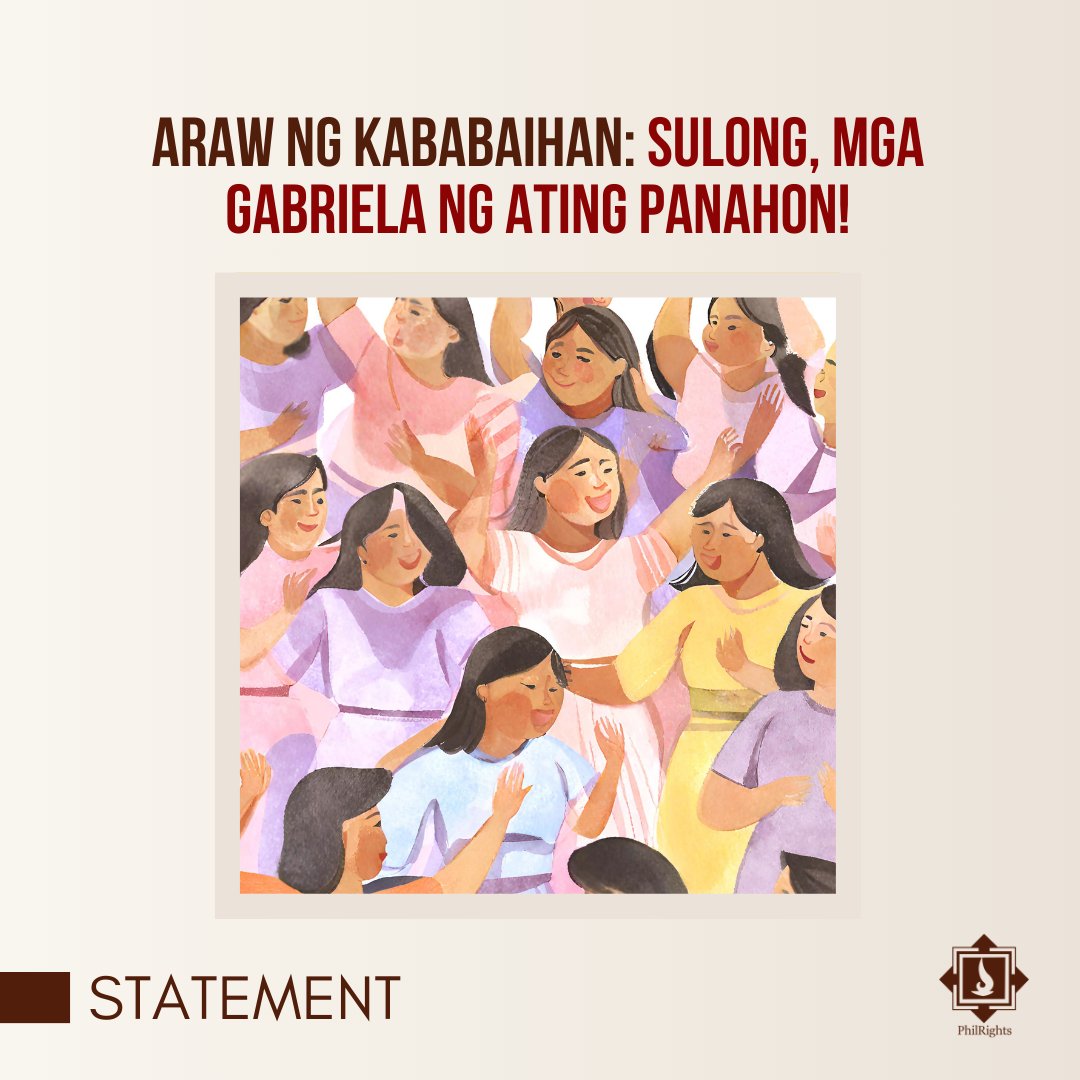 philrights's tweet photo. STATEMENT: Ang Pandaigdigang Araw ng Kababaihan ay isang paalala sa kabayanihan ng mga kababaihan, at ang pakikipaglaban para sa kanilang karapatan ay kailangan sa paglikha ng isang makatarungan at makataong lipunan. #IWD2024 #IWWD2024 #DefendFilipinoWomen https://t.co/VfGosSD3kS