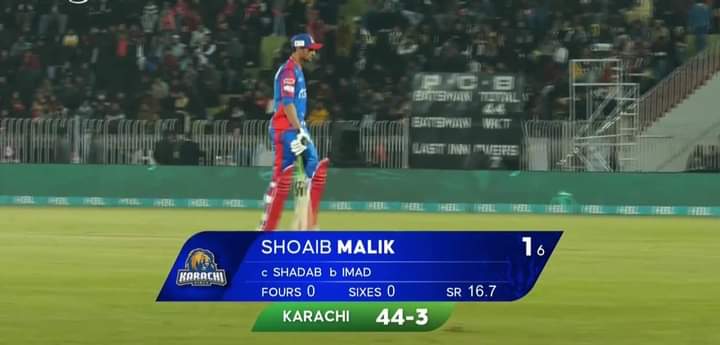 Shoaib Malik is out cheaply! Shadab Khan safely takes the catch as Imad Wasim breaks through.

#HBLPSL9 | #IUvKK