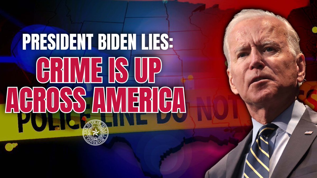 GovAbbottPress's tweet image. President Biden is LYING to the American people.

Under his Administration, crime has INCREASED across the nation.

Smash and grabs. Police attacked. Americans like Laken Riley brutally murdered by illegal immigrants.

Public safety will always be priority #1 in Texas.

#SOTU2024