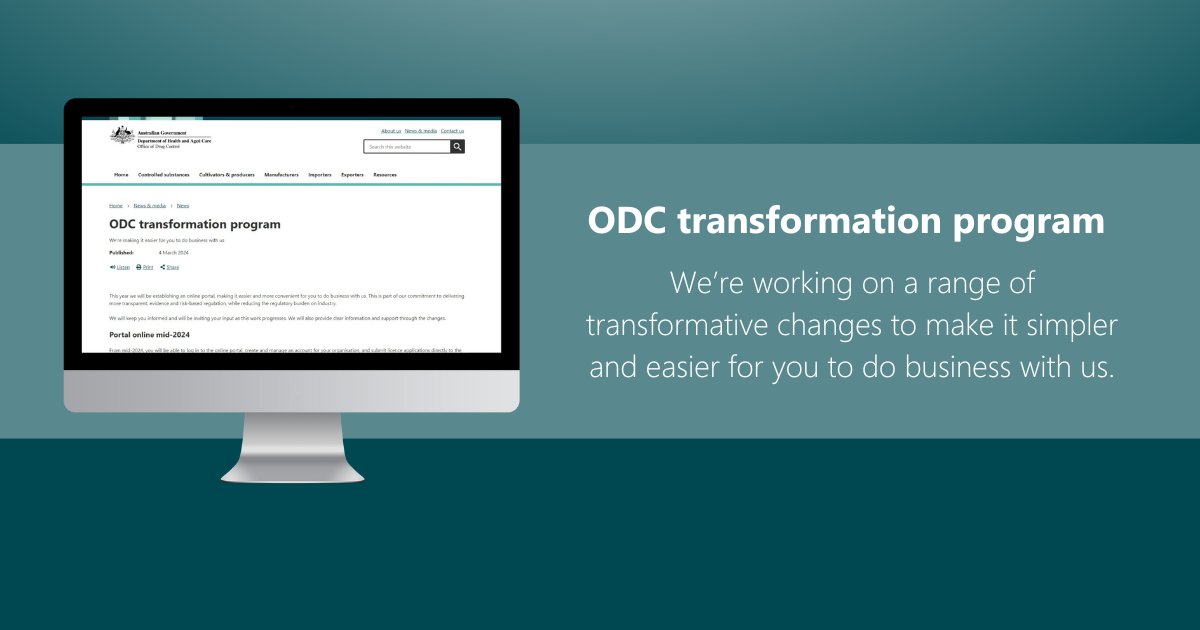 We’re working on a range of transformative changes to make it simpler and easier for you to do business with us. Check in regularly to stay informed about the updates and changes on our website 👉 odc.gov.au/news-media/new…