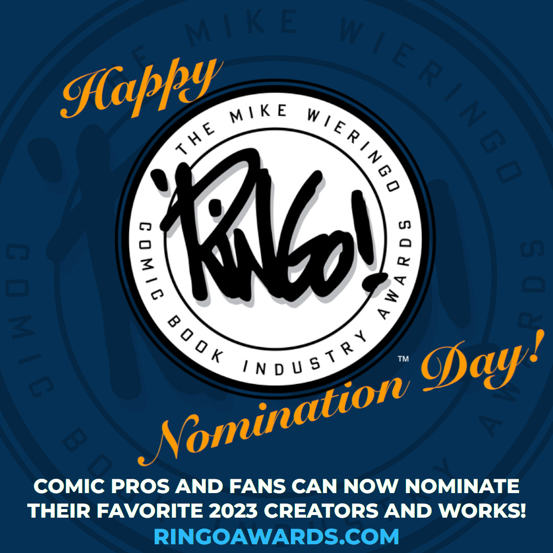 The Mike Wieringo Comic Book Industry Awards (the Ringos!) nominations are now OPEN! Comic pros AND fans can nominate their favorite creators and titles from 2023 -- spread the word! ringoawards.com #ringoawards #baltimorecomiccon