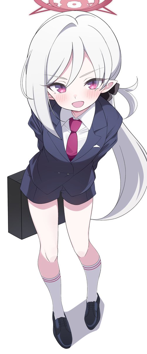 mutsuki (blue archive) 1girl solo halo necktie socks white background long hair  illustration images