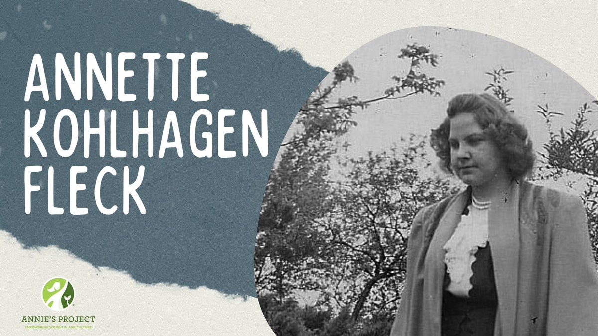 anniesproject's tweet photo. For our first Throwback Thursday, we are honoring Annette Kohlhagen Fleck, the inspiration behind Annie's Project. Annette spent her life learning how to be a farmer and was able to help run and create a successful business.
#anniesproject #womeninag #WomensHistoryMonth #farming https://t.co/9pmCwVM0i4