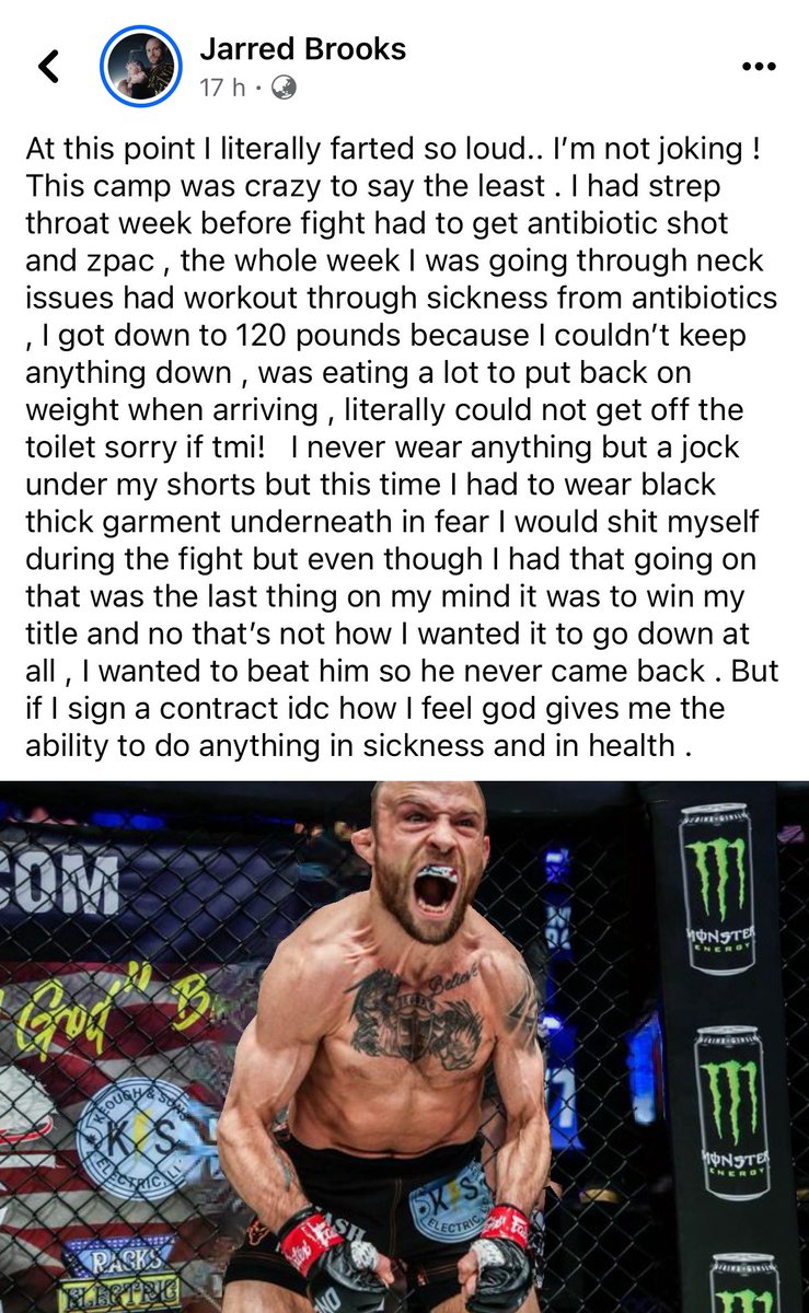 nickatkinone's tweet photo. Jarred Brooks was worried he was going to “shit myself” during the Joshua Pacio fight.
Says he was sick all week.
#ONEChampionship #ONE166 https://t.co/eZ5yVZ6h9T