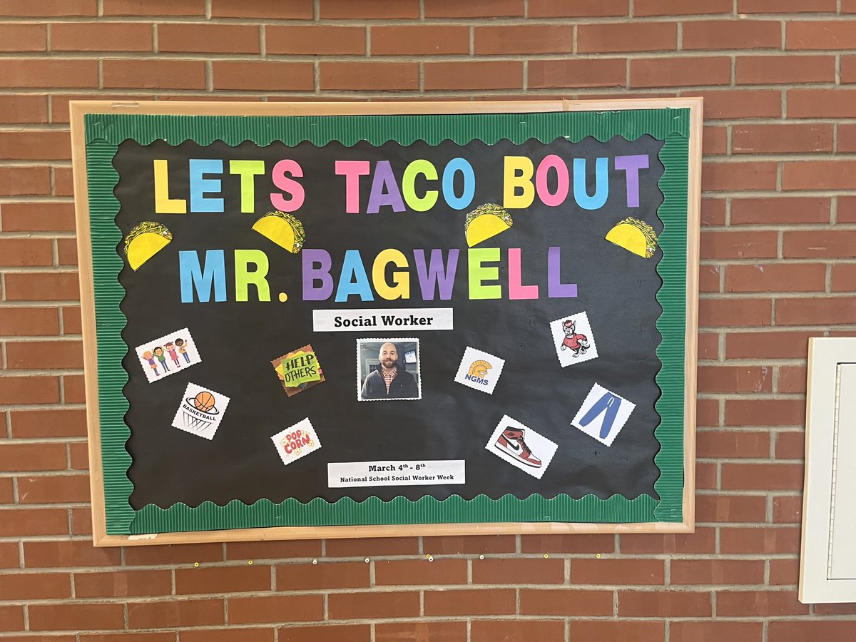 Mr. Bagwell has been nominated for School Social Worker of the year for the past 3 years. This year he’s a finalist. Woohoo! Whether he wins or not, NGMS knows he’s the best around! Happy School Social Worker’s week, Mr. Bagwell!