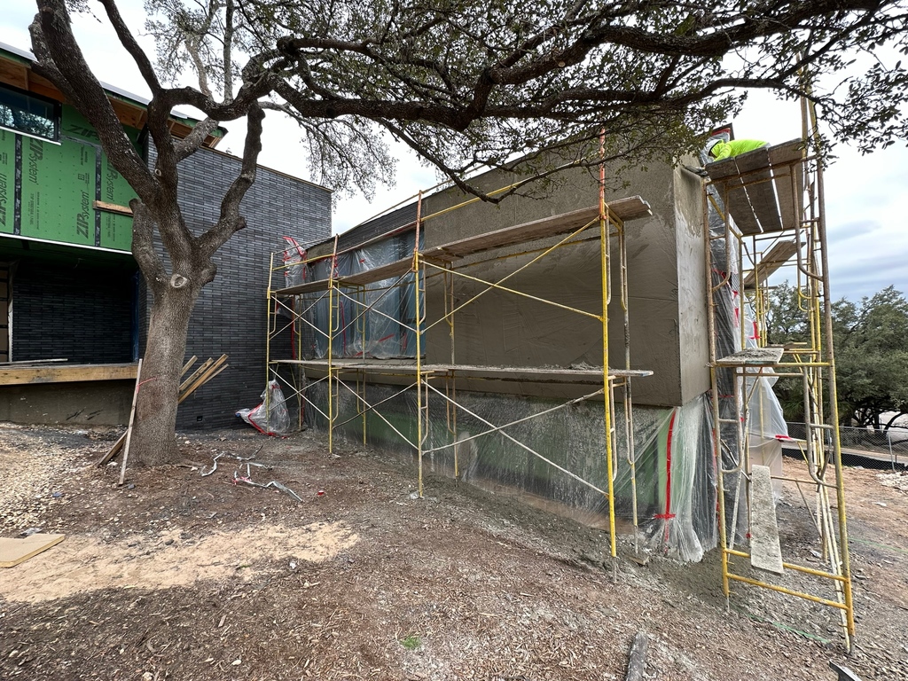 Item_5_LLC's tweet photo. We've just completed the brown coat, a rough and textural canvas that makes up the first layer of stucco. Soon, layers of color and texture will rise, breathing life into this blank facade.

https://t.co/ca7DtHdk2C https://t.co/EFlFLS1uiX