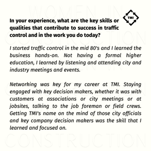 TMI_Safety's tweet photo. We're proud to celebrate a true pillar of our team, Sandra Valle, as part of Women in Construction Week. 🚧👷‍♀️ Joining us at the very beginning, nearly 30 years ago. Read her story here! https://t.co/oO5YuaPVM4

#WomenInConstruction #NAWIC #EmployeeSpotlight https://t.co/cYQflFV8EF