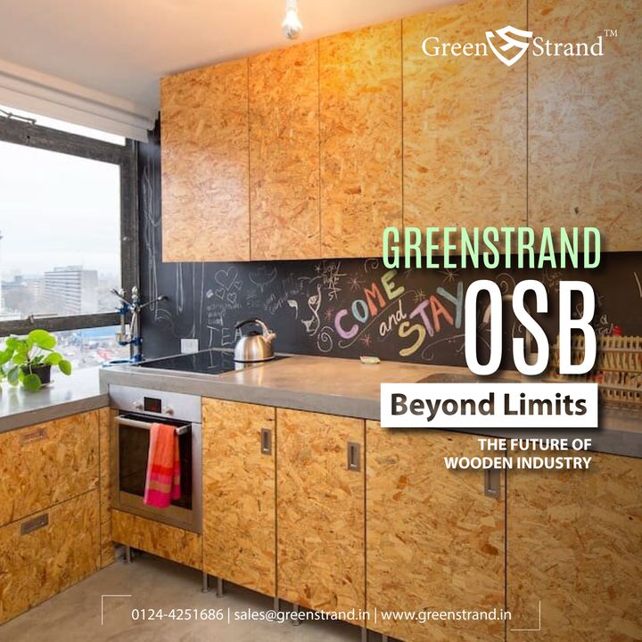 Design a modern kitchen interior with 
.
..
...
OSB accents.
sleek cabinetry_____
.
..
...
#greenstrandosb #osb #strandboards 
#woodpaneling #buildingwithosb #greenbuilding#interiorconstruction