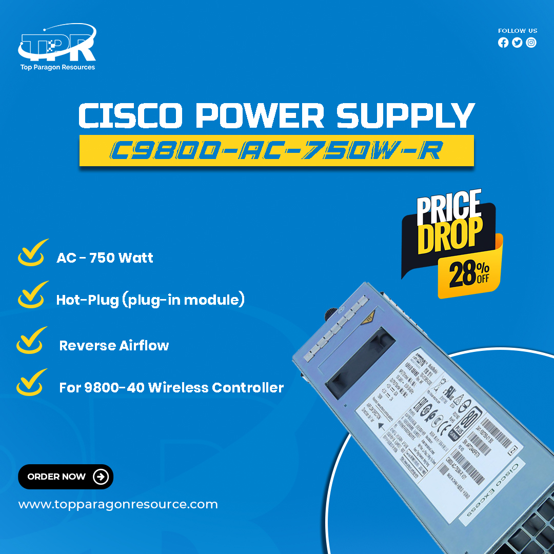 Top_paragon's tweet photo. Boost your network's performance with the CISCO C9800-AC-750W-R Power Supply! 🚀 Perfect for the 9800-40 Wireless Controller, it offers 750W power, hot plug support, and reverse airflow. Get it now at 28% OFF! #CISCO #networkupgrade #C9800_AC_750W_R https://t.co/3N9sCWtvLr