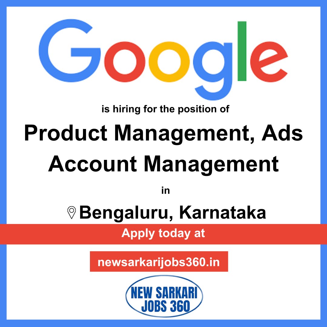 Hey Bengaluru! 🌟 Google is looking for talented individuals to join our team in Product Management, Ads Account Management roles. If you're passionate about innovation and digital advertising, apply now! #Google #ProductManagement #AdsAccountManagement #Bengaluru #bengalurujobs