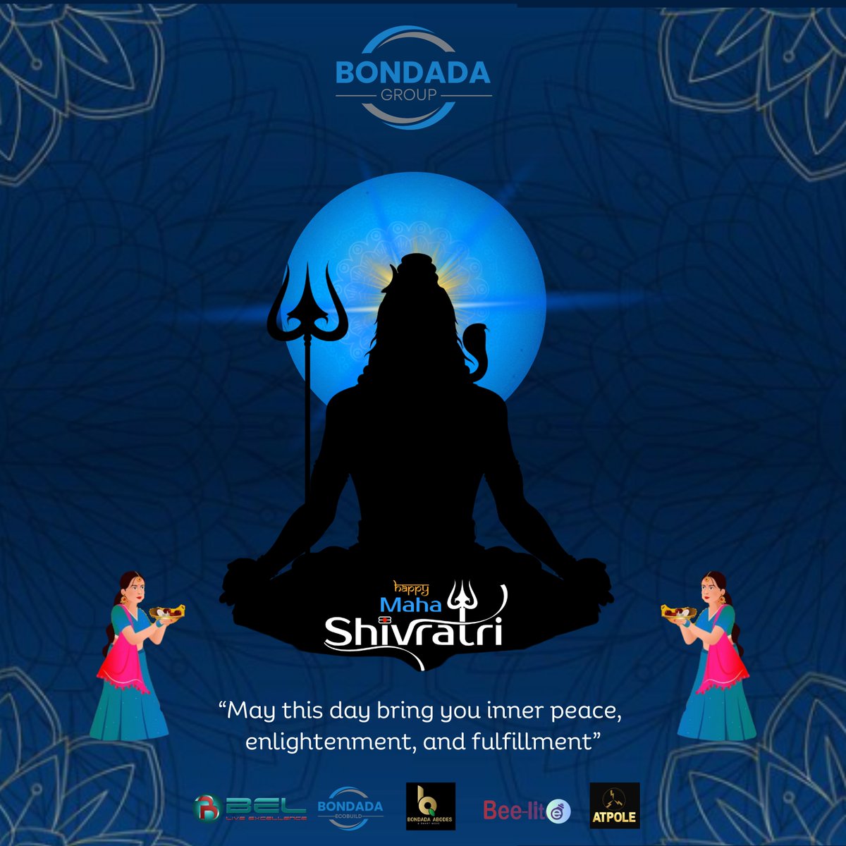 'May this day bring you inner peace, enlightenment, and fulfillment.' 🙏✨ Happy MahaShivaratri to all from Bondada Group! #MahaShivaratri #FestivalGreetings #BondadaGroup🌟