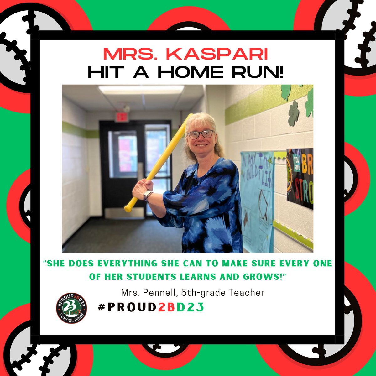 Batter up! The @PHSD23 staff are hitting home runs for our students, families, and colleagues! Which staff member will round the bases next? Stay tuned! #PROUD2BD23! ⚾️ @Dangelaccio @CraigCurtisD23 @AmyMcP_BAMMP @D23Eisenhower @D23Ross @D23Sullivan @D23MacArthur