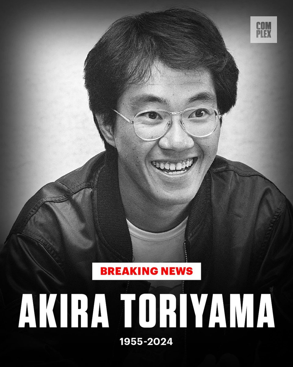Complex's tweet photo. Akira Toriyama, creator of Dragon Ball Z, has passed away at the age of 68.

May he rest in peace. https://t.co/rRt8fyQKIE