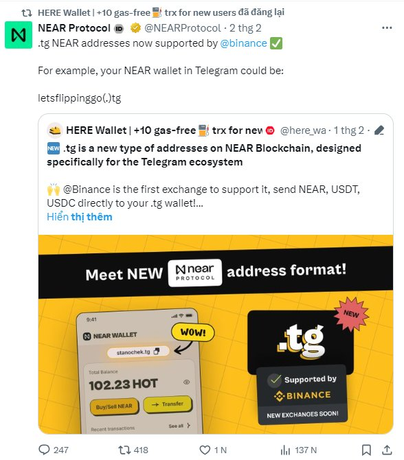 RichDadBui's tweet photo. #HOTCOIN là gì sao tôi lại nói nhiều về nó?
1. Là game kết hợp giữa người dùng #Telegram ( đông như quân nguyên mông) và nền tảng blockchain - đây chắc sẽ là trend trong thời gian tới game chơi bằng tài khoản telegram
2. Ai là người tạo ra game này: đó chính là chủ của dự án ví #HERE hỗ trợ quản lý và giao dịch của các tài sản trên nền tảng #NEAR
3. Những sàn nào hỗ trợ nạp rút tiền (usdt, near) bằng địa chỉ ví có đuôi .tg - đây là địa chỉ ví do đội HERE tạo ra khi kết hợp giữa usename của telegram với blockchain: #Binance, #OKX, #Coinbase, #Bybit, #Gate, #MEXC, #Bitget, #Crypto
4. Ai đã shill dự án game #HOT này: đó chính là twitter của #NEAR
5. Cách để sở hữu #HOT coin đến thời điểm hiện tại: DUY nhất chỉ có 1 cách là tham gia vào đào miễn phí (chỉ mất phí mạng giao dịch ở blockchain khi bạn claim #HOT về ví của mình - dùng đồng NEAR để trả phí mạng cho việc claim này - phí mạng near thì siêu rẻ chỉ khoảng 0.00067 - 0.0007 Near tính giá Near ở thời điểm hiện tại 5.4$ thì 1 lần claim chúng ta mất khoảng 0.004$)
Link tham gia đào ở đây: https://t.co/z4eY8Fa3Zt
5. Hiện đồng #HOT giao dịch thế nào: chưa mua bán và chuyển ví được bạn chỉ có thể tự đào để sở hữu nó, muốn mua cũng ko được, muốn bán cũng không được.
Vậy thì đào đồng #HOT này làm gì?
6. Usecase của #HOT:
- Dùng để tham gia các game khác của đội dự án #HERE vẽ ra
Lần 1: cho mọi người mở box bằng đồng #HOT và trong box nhận được giá trị bằng đồng USDT, NEAR hoặc AURO (quy ra tiền luôn)
Game 1: này tính ra đội DEV đang mua lại HOT với giá loanh quanh khoảng 10-14$/1HOT (vì mỗi box mở ra nhận được giá trị $$$ tương ứng như vậy)
- Game 2: dự án ra mắt #HOT #Launchpad và dùng đồng #HOT để mua token các dự án đó.
Ngày 06/03/2024 dự án ra mắt Laucnhpad đầu tiên là meme coin có tên #UWON với giá bán là 0.1HOT = 1UWON và tính ở hiện tại giá 1uwon = 3$ ( đồng nghĩa với việc nếu anh em nào mua dc ở thời điểm Launchpad thì tính giá trị quy ra ở thời điểm hiện tại là 1HOT = 30$)
- Và danh sách sẽ còn rất dài nữa cái này chúng ta sẽ chờ thời gian trả lời
7. Thông tin về tokenomic: comingson - nghĩa là chờ và chưa có thông tin cụ thể về max cung là bao nhiêu và có bán hay phân phối cho bên nào không
Hiện tại dựa vào phân tích dữ liệu onchain hệ sinh thái #NEAR chỉ biết rằng:
- Tổng cung: 9.261.671 $HOT đã được mint ra
- Hodler: 2.331.407
8. Having: độ khó khi khai thác #HOT coin sẽ tăng gấp đôi. nghĩa là tốc độ đào của mọi người sẽ giảm 1 nửa bắt đầu từ ngày 10/03/2024
Với 1 số thông tin như vậy cho các bạn tham khảo về dự án #HOT này
Anh em nào muốn chơi game thì bấm vào đây để chơi https://t.co/z4eY8Fa3Zt (miễn phí mà lại có tiền - sao không chơi)
Anh em nào đã chơi rồi mà chưa tham gia vào làng #HOT nào thì có thể vào làng của mình để chơi nhé
Link join làng: https://t.co/Kll3Bzq9dw