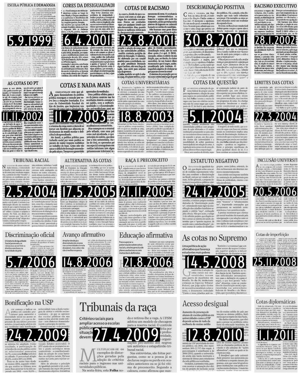 Correção: São pelo menos 25 anos de editoriais da Folha contrários às cotas, inicialmente de forma absoluta e, a partir de 2006, renitentemente críticos às cotas raciais a despeito das evidências jnascim.info/EditoriaisFolh…