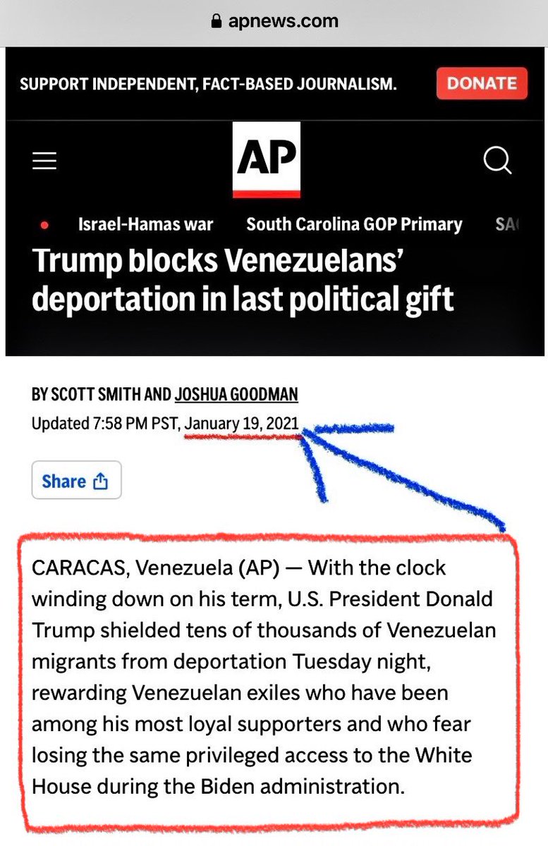 Re: Laken Riley’s murderer - it was TRUMP that allowed Venezuelans to come into the U.S. via our Southern border in droves. HOW? Trump signed an Executive Order within hours of leaving office, “shielding” just Venezuelan immigrants from deportation. BLAME TRUMP!