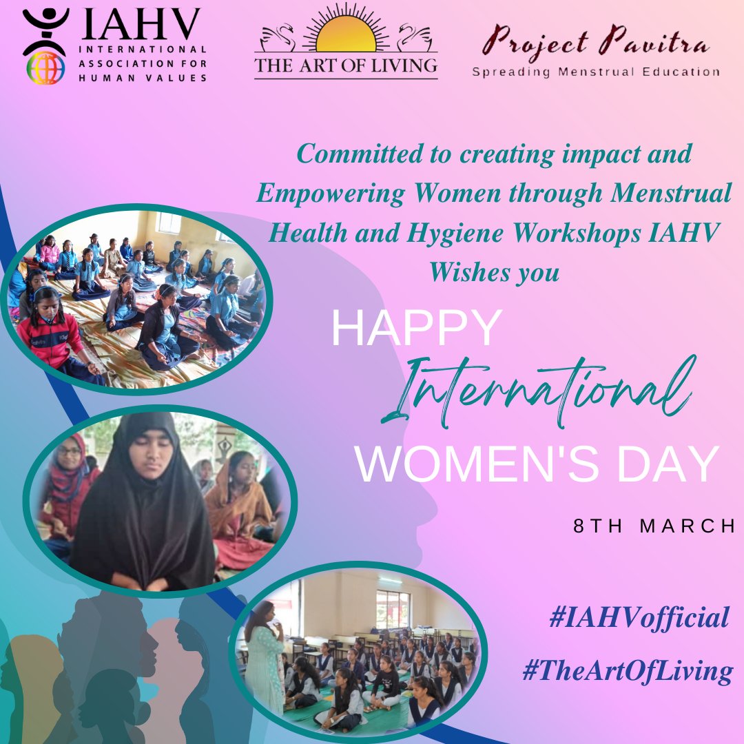ProjectPavitra's tweet photo. Committed to creating impact and empowering women by spreading menstrual health and hygiene education. IAHV &amp; Project Pavitra wishes power and strength to every woman. Happy International Women's Day. Kudos to each and every team member and trainers #IAHVofficial #TheArtofLiving https://t.co/XfynTEuG8r