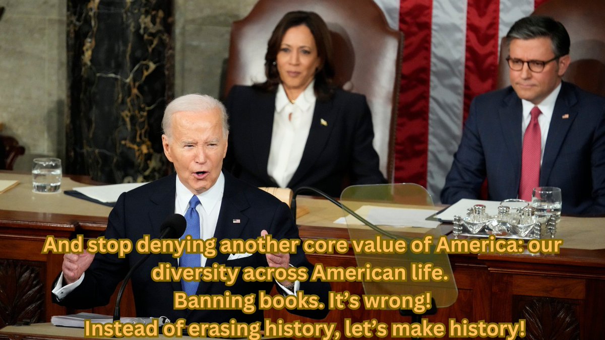 Thank you @POTUS for standing for the freedom to read at tonight's #SOTU! For resources and opportunities to fight book bans in your community, join the @UABookBans campaign: uniteagainstbookbans.org/take-action/