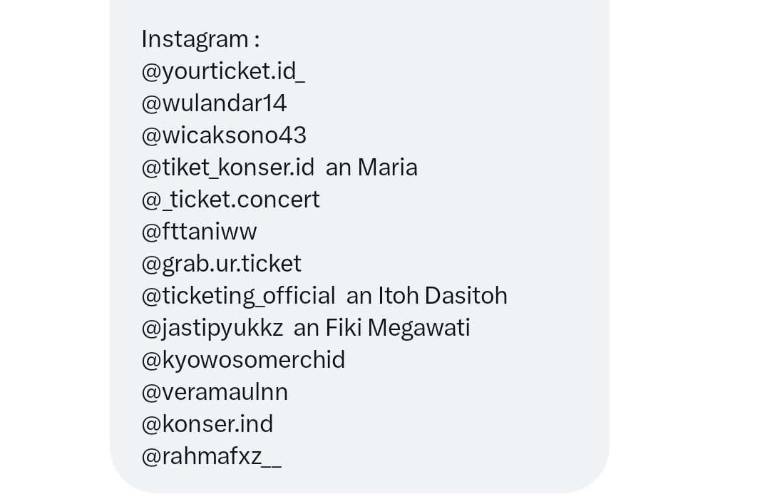 Note: Akun di bawah mungkin beberapa masih digunain sama pemiliknya atau udah ganti pemilik