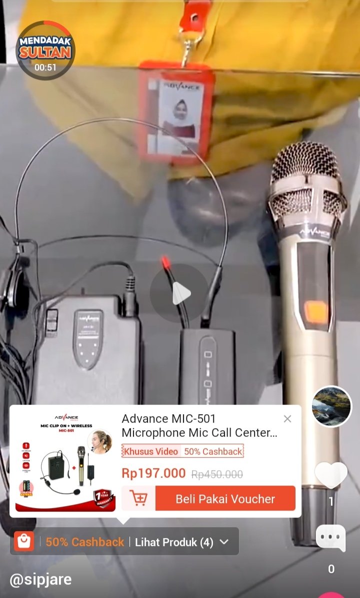 sipjare's tweet image. Jakarta, Pasuruan, Medan👉 Pilih pngiriman terdekat ✍️Advance  MIC-501👉 Microphone + Mic Clip On/Mic Bando Wireless, bisa dpakai bersamaan👉  
id.shp.ee/gbnlsda?smtt=0…
#microphone #micwireless #micbando #RacunShopee #Infokita #trending #ShopeeID #viral #fyp #racunbelanja