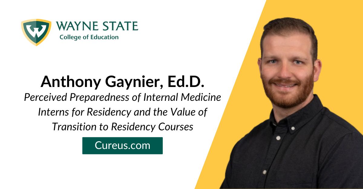 The college congratulates @waynestatealum Anthony Gaynier, who earned his doctorate in educational leadership and policy studies in 2023, on his new publication in @CureusInc! Read the article at cureus.com/articles/20951….