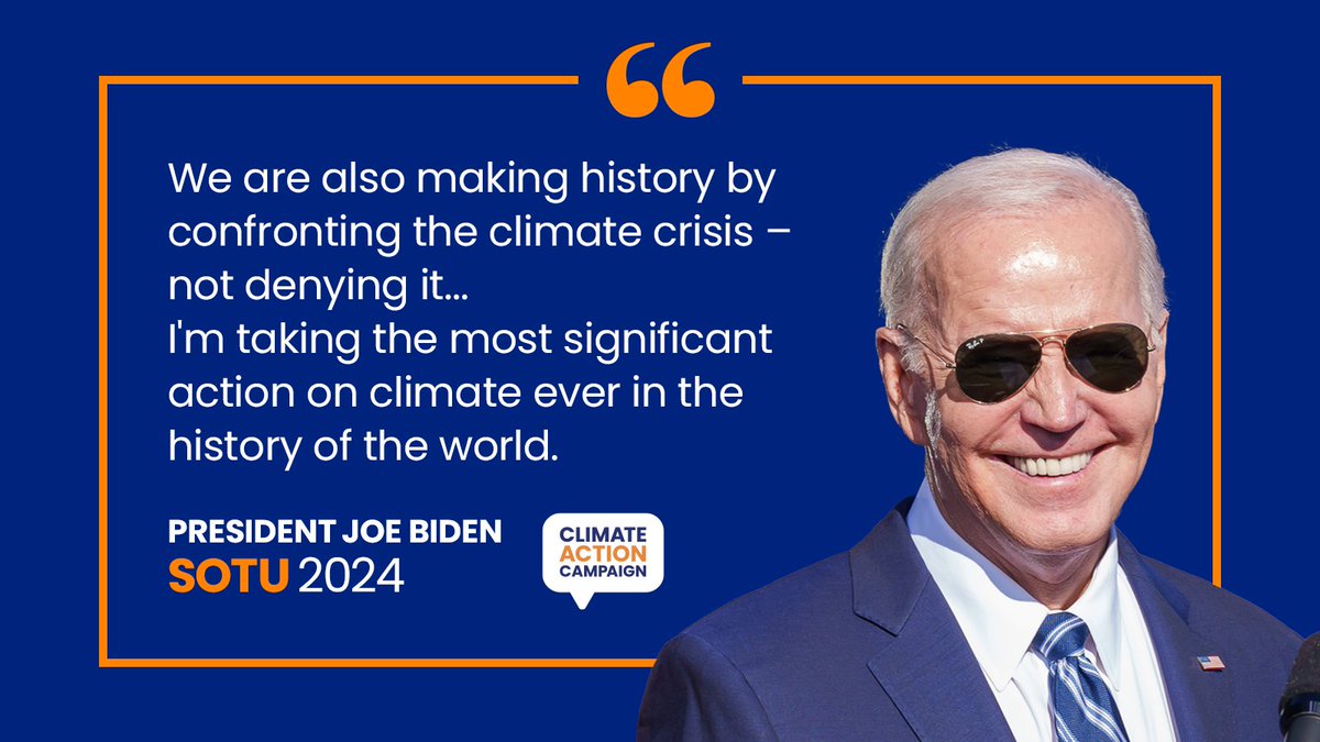 How can we make the #StateOfTheClimate even stronger? @POTUS' climate and clean energy plan established the #AmericanClimateCorps and he plans to expand it to 60,000 young people working at the forefront of our clean energy future. That future is looking bright. 😎