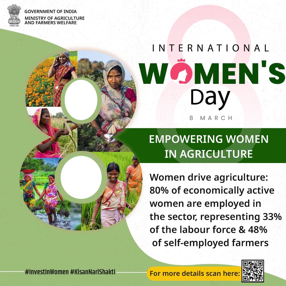 The Ministry of Agriculture & Farmer's Welfare celebrates International Women's Day with women in agriculture by saluting their hard work, perseverance, dedication &  contribution in Agriculture.
#InternationalWomensDay #IWD2024 #WomensDay #NariShaktiVandan