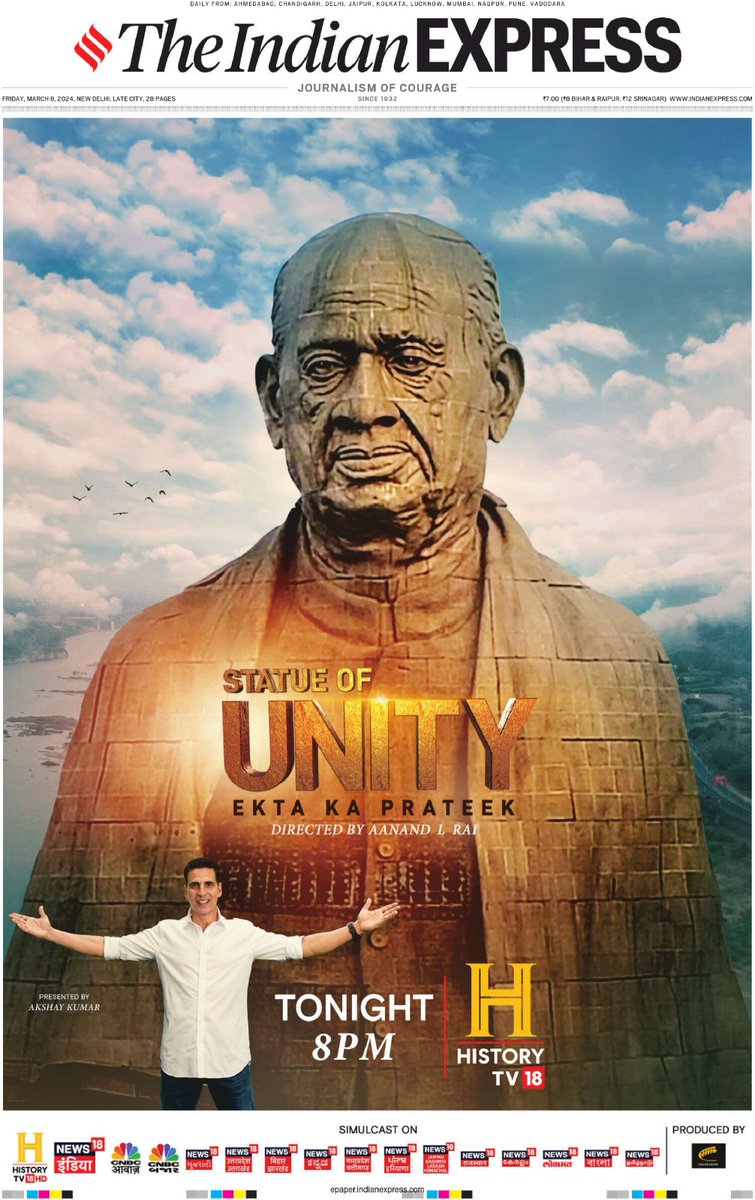 _there4you's tweet photo. This will be an epic moment when the Statue of unity is telecasted love on History Tv.
#StatueOfUnityOnHistoryTV18 https://t.co/r0veVTFsLC