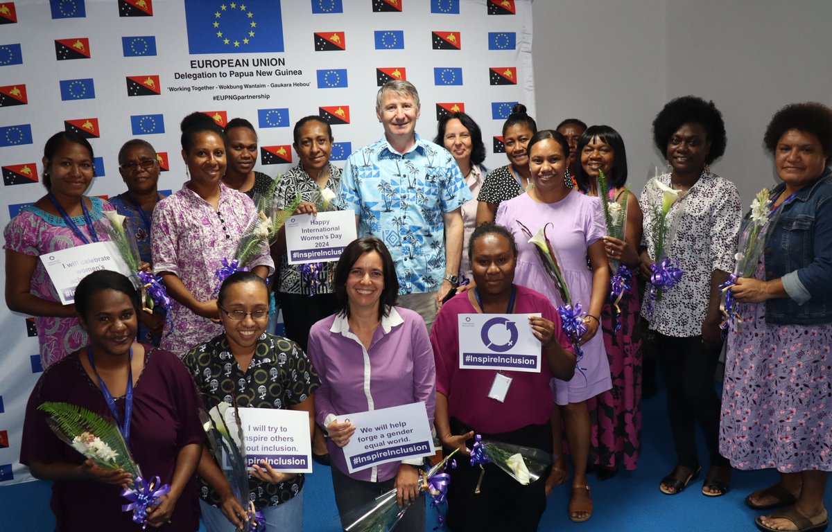 EUinPNG's tweet photo. To mark #IWD and appreciate women @EUinPNG, the EU Ambassador hosted a morning tea ☕️, emphasizing the important roles women play in their homes and workplaces despite the many challenges they face.  🌟👭#WomensDay #InspireInclusion #InvestInWomen #IWD2024 https://t.co/MENj5aj4wx
