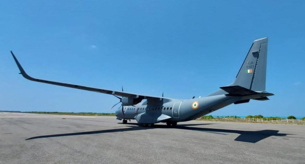 C-295 in Lakshadweep 🏝

As Part of Training Mission, IAF C-295 Transport Aircraft made its 1st maiden landing at #Agatti Airport recently in the Lakshadweep Island Territory 🇮🇳

Landing at remote Airbase after taking off from the hinterlands, big Step in IAF aerial capacity.