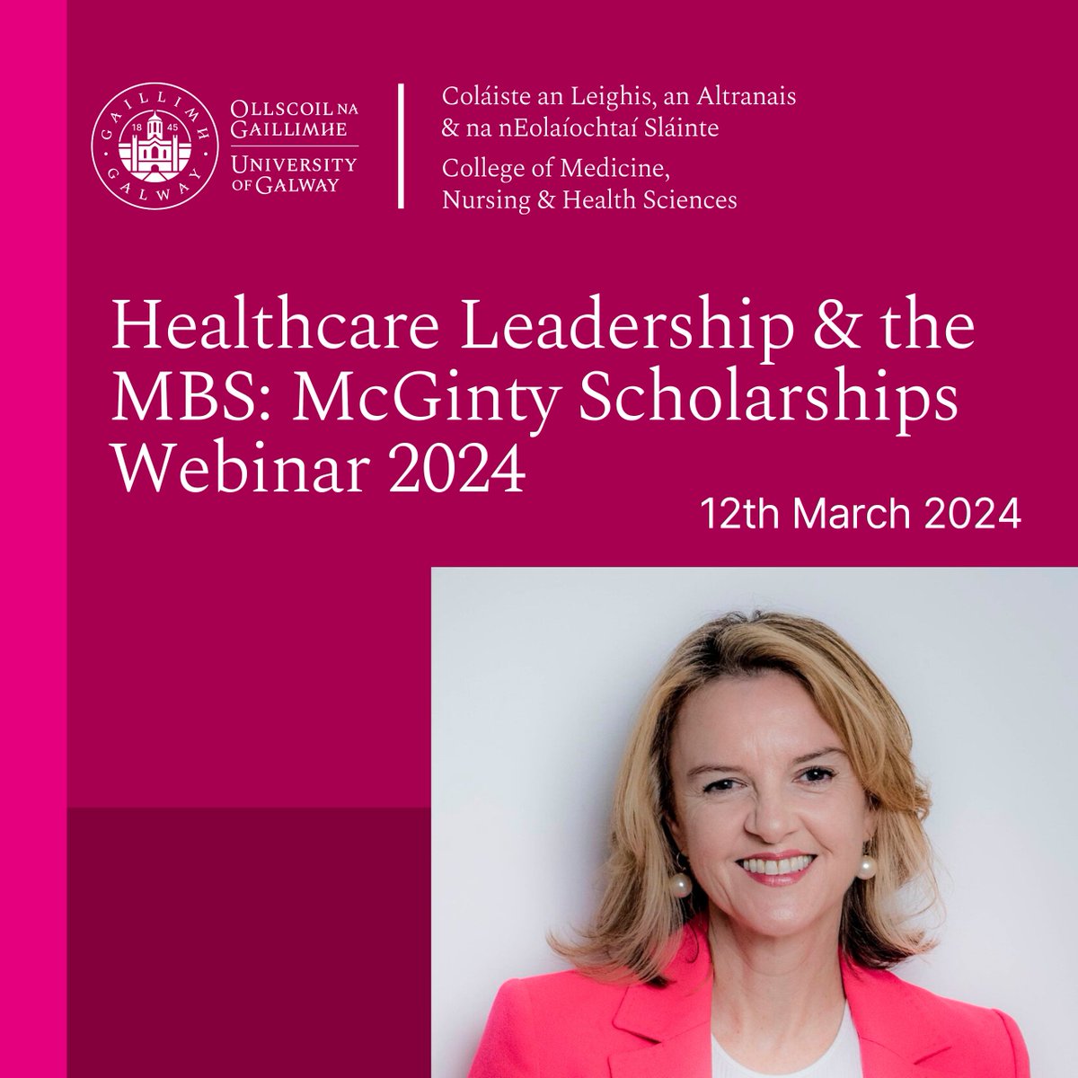Healthcare Leadership & the MBA: A Webinar Launching the McGinty Scholarships 2024 Join us on 12th March at 6pm to launch the 2024 McGinty Scholarships for Female Physicians and Allied Health Professionals Find out more: stories.universityofgalway.ie/healthcare-lea…