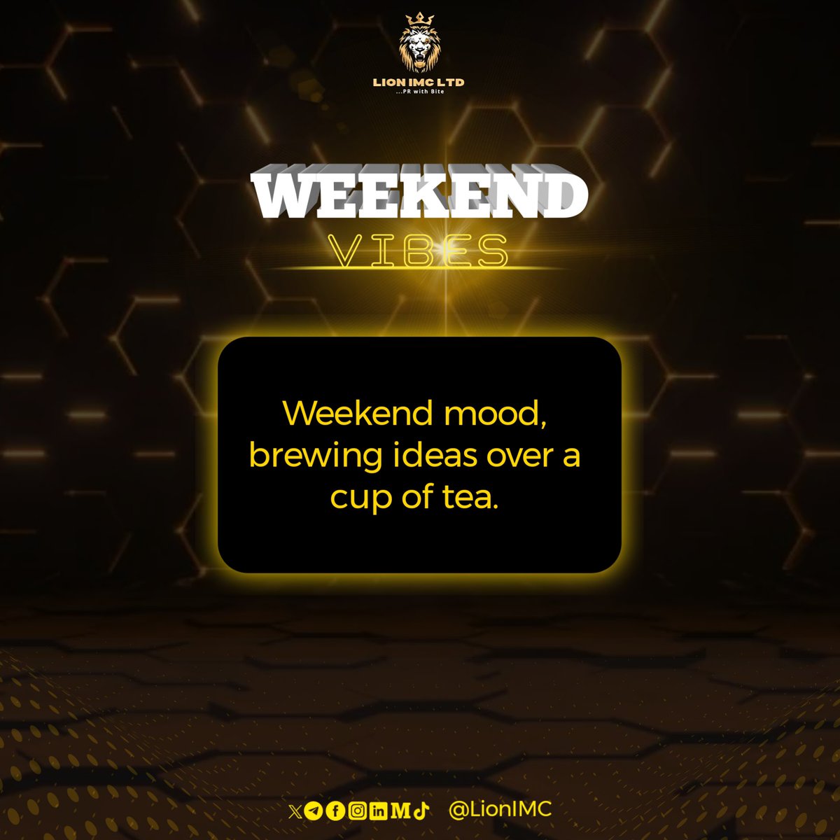 LionIMCltd's tweet photo. Getting the weekend mood right with LionIMC 😊
#TGIF #LionIMC #weekendvibes #PRPower https://t.co/WdZ9TQiAki