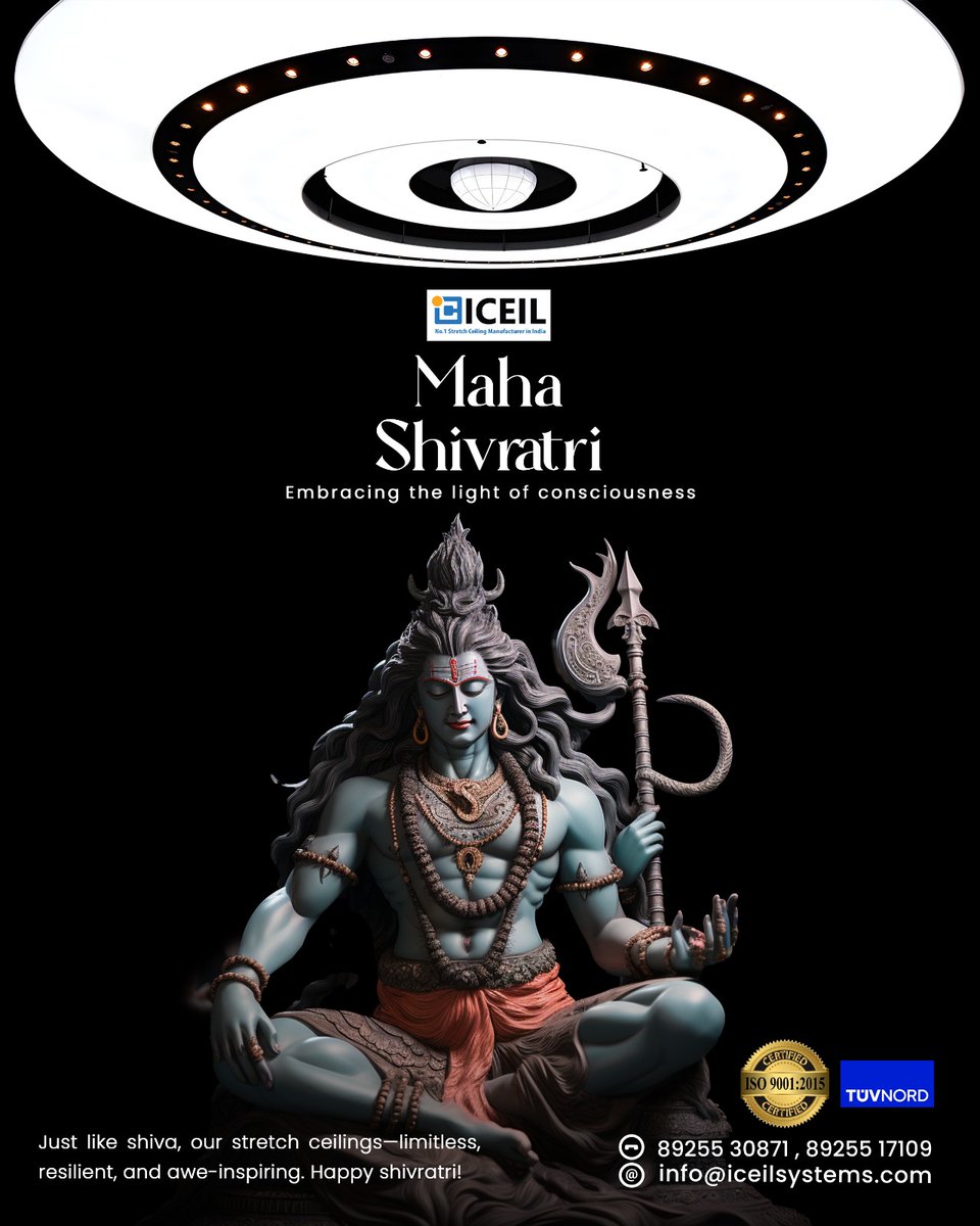 iceilsys's tweet image. Happy Maha Shivaratri! 🕉️ Elevate your celebrations with the divine glow of Iceil Stretch Ceilings. Let's illuminate every corner with creativity and spirituality. Here's to a night of enlightenment and boundless inspiration! 🌟

#Mahasivarathiri #stretchceiling #iceilsystems
