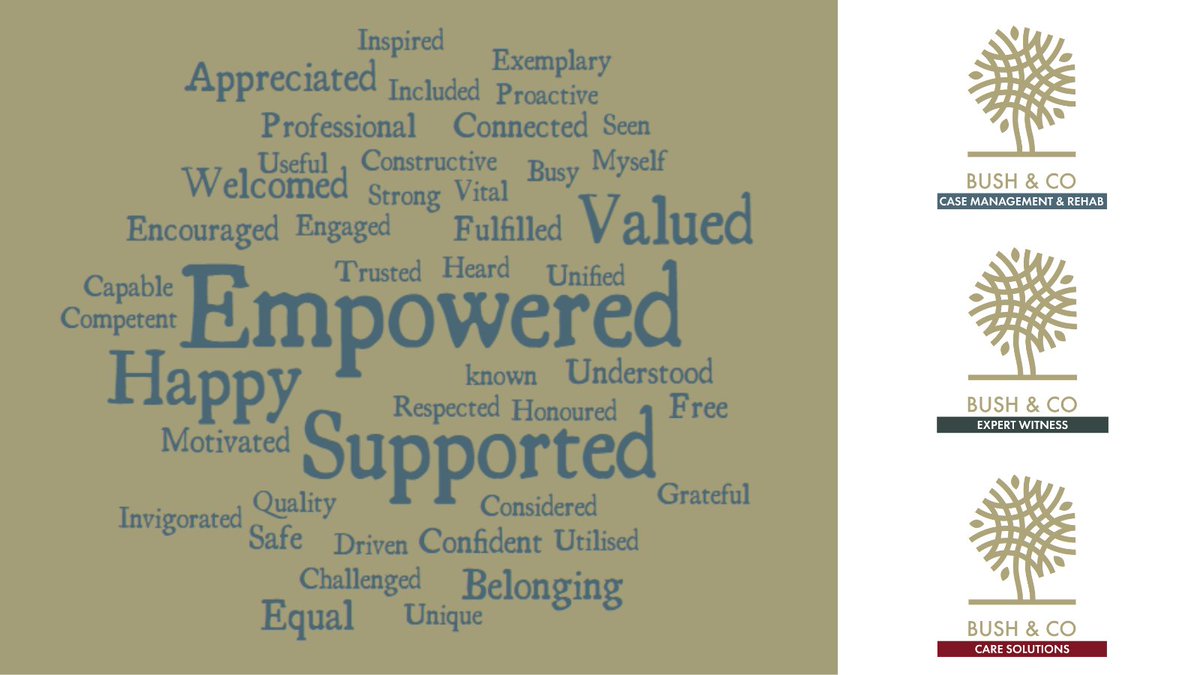 Across Bush & Co we have over 150 women working at Head Office and across the UK supporting clients following catastrophic injury and the medico-legal process. To mark #IWD2024 we asked them to share one word that described how they feel at Bush & Co #InspireInclusion