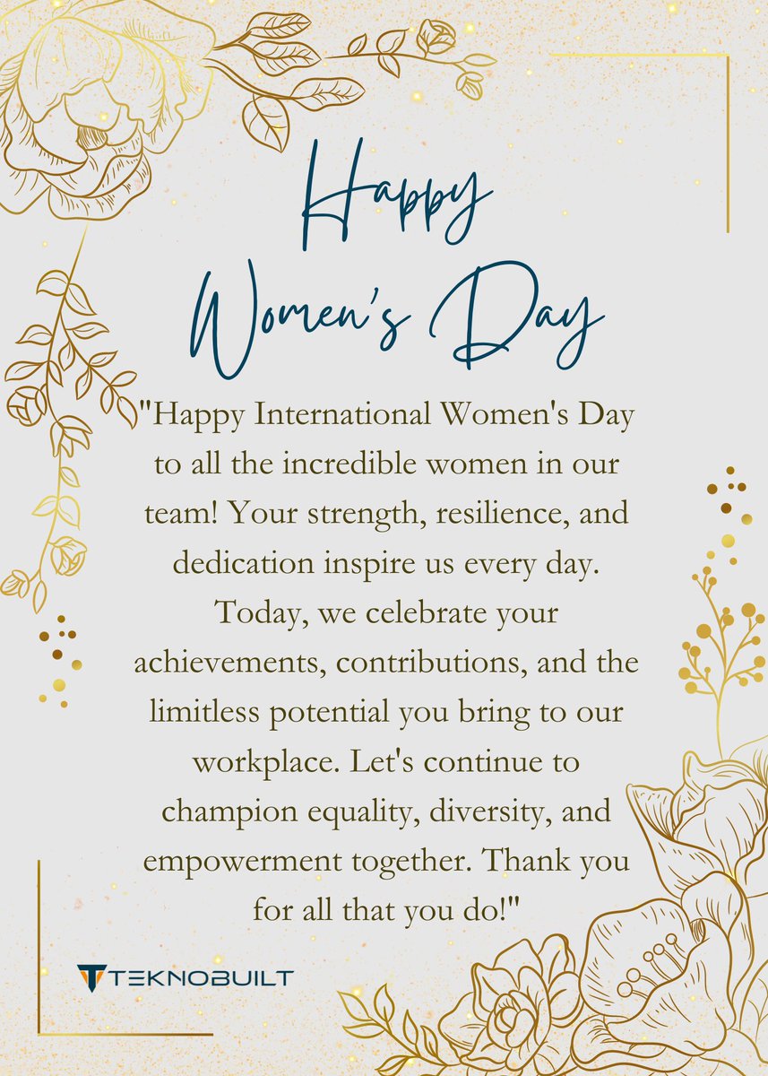 Empowered women inspire change with grace, courage, &amp; unstoppable spirit. 

Teknobuilt is proud of all the talented women in the team driving safe, smart, sustainable progress. 

Happy Women's Day! 💪✨ 

#InternationalWomensDay #WomenInConstruction #Teknobuilt