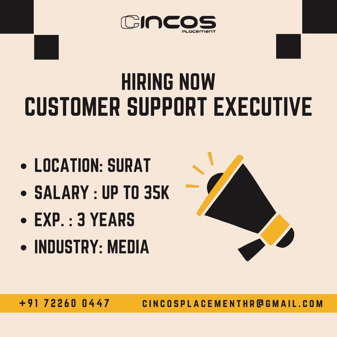 Join us as a Customer Support Executive! Explore opportunities with the best staffing services company in Surat.

Contact Us
Phone: +91 7226004473

#CustomerSupportExecutive #SuratJobs #SupportPro #JobSeekers #BestRecruitmentConsultancyInSurat #BestRecruitmentAgencyInSurat